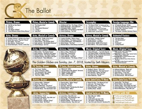 Golden Globes Ballot Printable